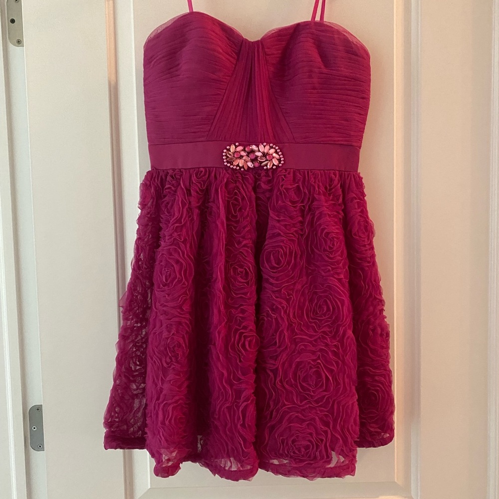 Pink strapless cocktail dress
